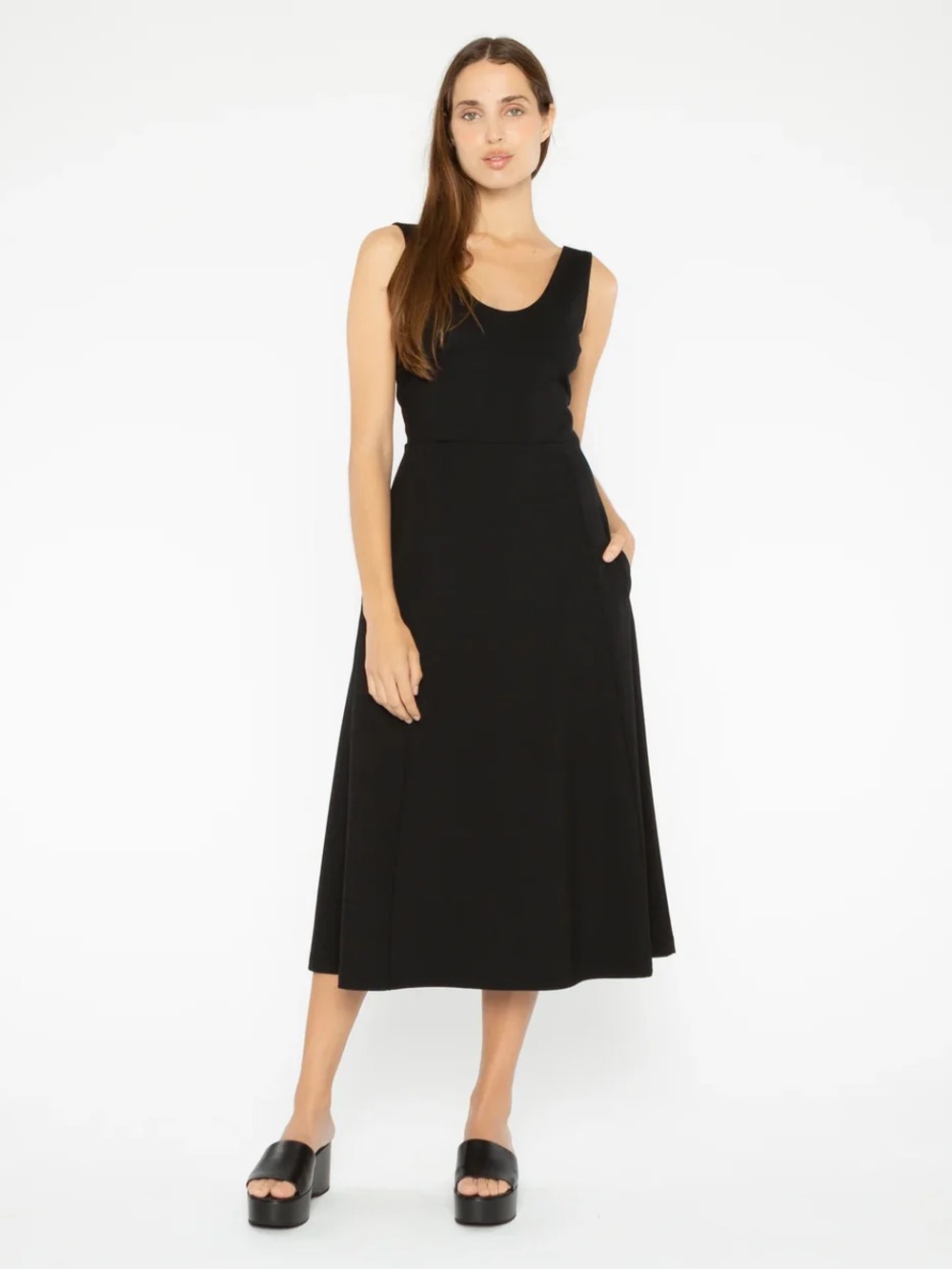 NWT Ripley Rader Classic Black Knit A-Line Midi Dress Small Office Work Casual